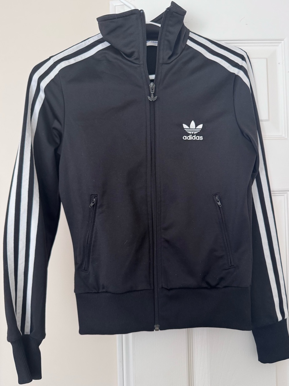adidas Black Track Jacket with White Trefoil